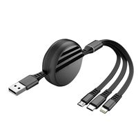 Câble de Chargeur Rétractable 3 en 1 - [3.9 Pieds-1.2 M] Cordon de Charge Rapide 3A Multi-port USB Compatible avec iP, Micro,[591]
