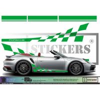 Porsche Bandes Intégrales latérales + capot + toit + hayon - VERT - Kit Complet  - Tuning Sticker Autocollant Graphic Decals