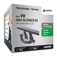 Attelage - Volkswagen GOLF ALLTRACK VII Variant - 12/14-05/18 - rotule démontable - Westfalia - Faisceau universel 7 broches