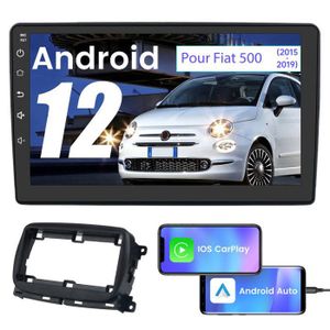 AUTORADIO Junsun Autoradio Android 12 2Go+64Go Pour Fiat 500 (2016-2019) 9'' écran Tactile avec Carplay Android Auto GPS WiFi Noir
