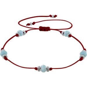 BRACELET - GOURMETTE Bracelet - Larimar - Lien 5 perles facettées - Rou