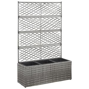 Jardiniere Exterieur Bac A Fleurs Ou Plantes Decoration De Jardin En Treillis 2 Pots 58x30x107 Cm Resine Tressee Gris Cdiscount Jardin