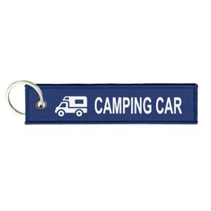 Porte-clés, bijou de sac imprimé camping-car, happy camper. - Un