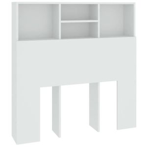TÊTE DE LIT Armoire de tête de lit - DUOKON - Blanc - Contemporain - Design - 100x19x103,5 cm
