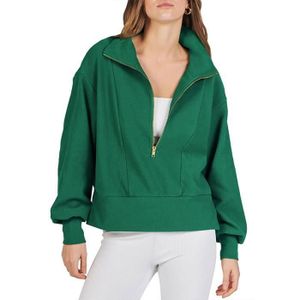 SWEATSHIRT Sweat-Shirt Femme,Sweat Femme à Manches Longues Demi-zip pour l'été,Mode Sportswear Fente Llatérale pour Running Jogging Yoga-Vert