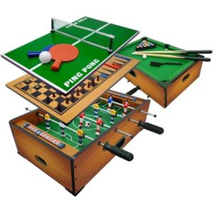 BABY-FOOT Table de jeu 6 en 1 - SPORT 1 - Baby-foot à carreaux pour dame, backgammon, ping pong, mini baby-foot en bois