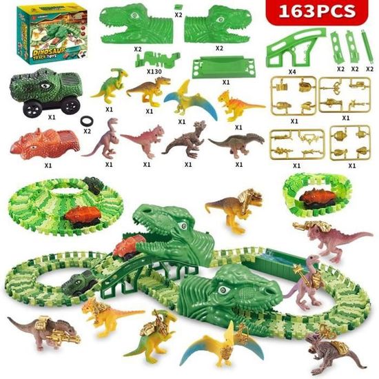 Circuit Dinosaure 153 Pièces – Pistes Flexibles Pour Voitures, Jouet Éducatif Avec Sac De Rangement – Dès 3 Ans