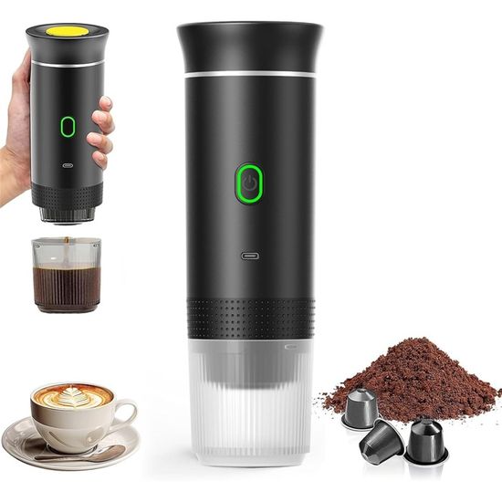 Machine Expresso Portable USB-C 12V – Cafetière Voyage Camping Capsules & Moulu Avec Sac