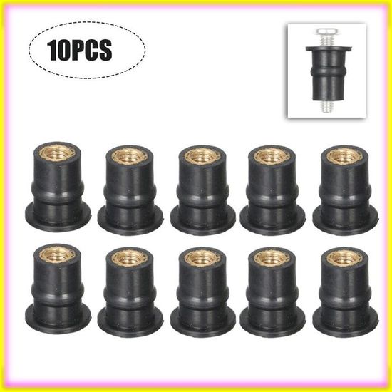 Écrous En Caoutchouc M5 Avec Insert Laiton Pour Pare-brise - Lot De 10 - Neuf