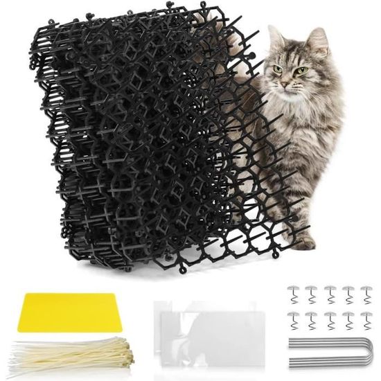 12 Tapis Anti Chat Avec Pointes 20x15cm - Kit Complet Avec Clous U Et Attaches - Protection Intérieur Extérieur