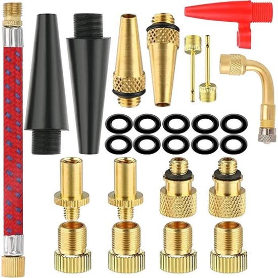 Lot De 4 Adaptateurs Valves Vélo - Presta/Dunlop Vers Valve Voiture (AV) | Pour Pompes à Pied, à Main, Compresseurs