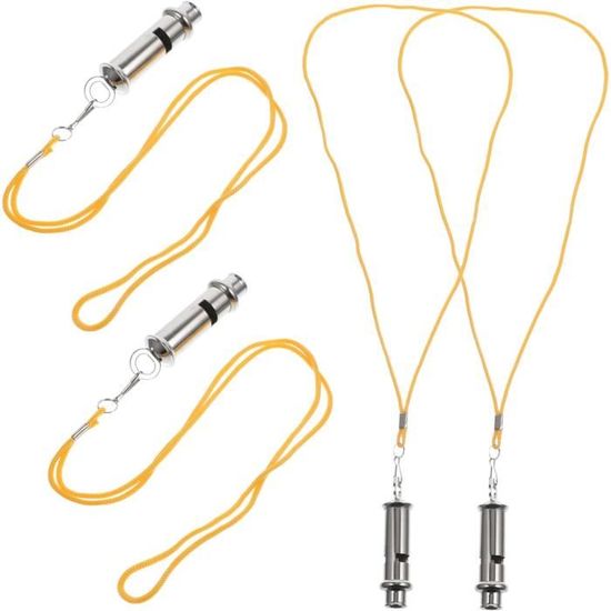 Sifflet De Survie CRLLDPM - Double Tube Métal 150dB - Lot De 4 Avec Porte-Clés - Pour Sport, Randonnée, Urgence