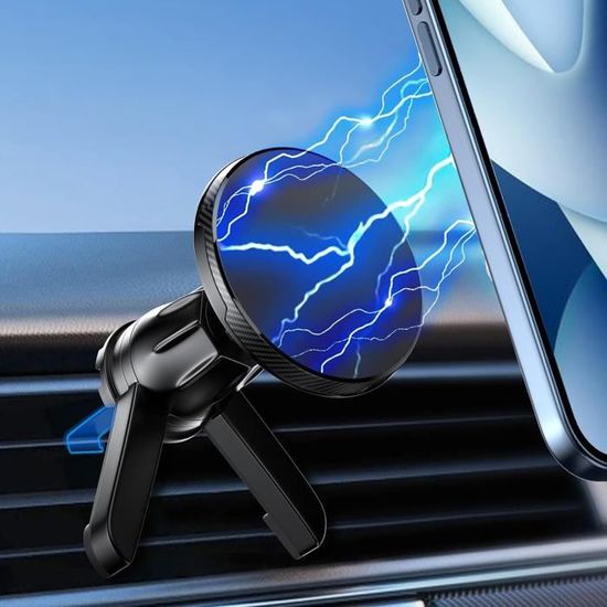Support Téléphone Voiture Magnétique – Fixation Sur Grille D’aération, Rotation 360°, Universel Et Facile à Installer