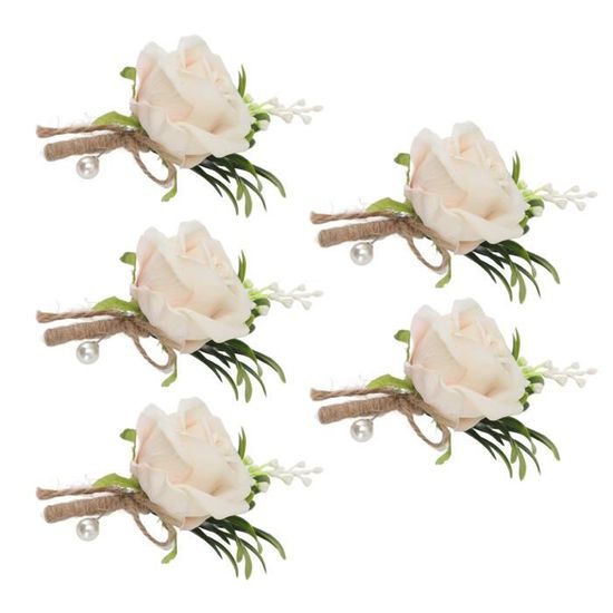 Corsage Et Fleur De Poignet De Mariage Artificiels - En Tissu Vert Clair - Avec épingle De Sécurité - Pour Veste, Robe, Comme Accessoire De Cérémonie - 5