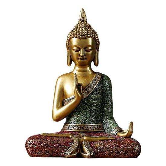 Statue Bouddha Thai Revata - Figurine Résine Façon Bronze - Neuf