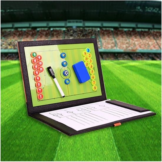 Tableau Tactique Football Magnétique Pliable – Dossier Entraîneur Avec 26 Aimants + Sifflet + Gomme – Idéal Coach & Entraînement