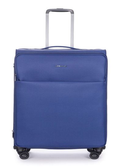 Stratic Light + Koffer Weichschale Reisekoffer Trolley Rollkoffer groß, TSA Kofferschloss, 4 Rollen, Erweiterbar, Größe L, Hellblau