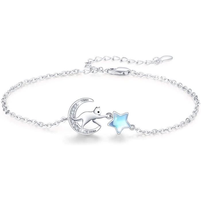 Bracelet Réglable En Argent 925 Avec Labradorite Et Pierre De Lune - Fait Main Vintage - Neuf
