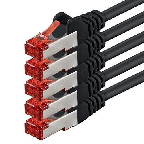 1m - Noir - 5 pièces - CAT6 Câble Ethernet Set - Câble Réseau RJ45 10-100 - 1000 Mo-s câble de Patch LAN Câble |Cat 6 S-FTP PIMF 250