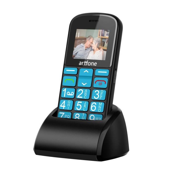 artfone CS188 Téléphone Portable Senior Débloqué avec Grandes Touches - Bouton SOS - Radio FM - Haut-Parleur de Boîte - Batterie 140