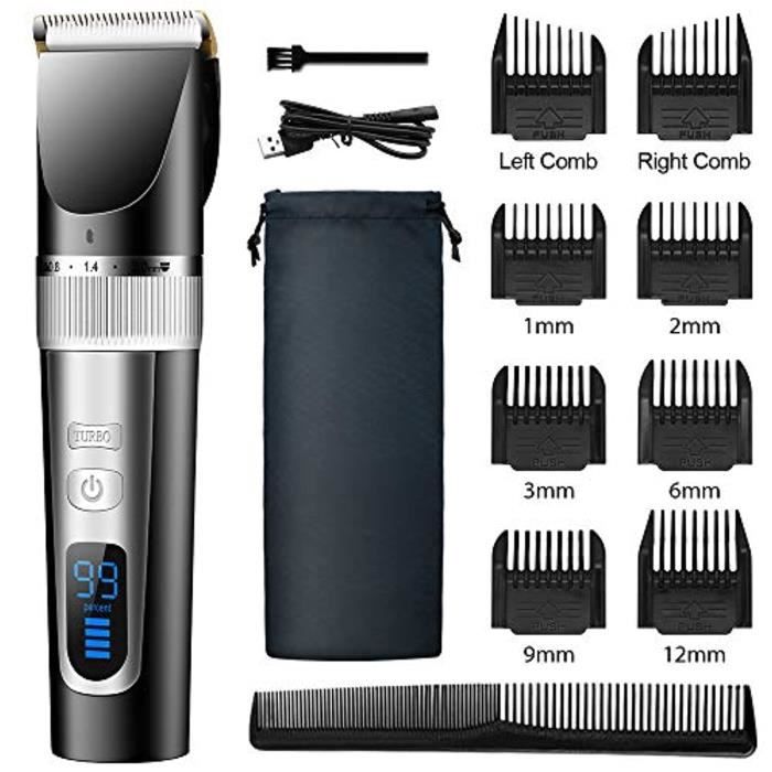 MOULEI Tondeuse Cheveux Hommes，Tondeuse Cheveux Professionnelle Sans Fil, Tondeuse Barbe Rechargeable，Tondeuse À Cheveux Écran à LED