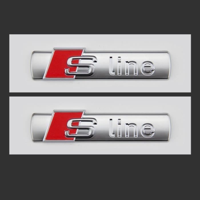 2 x Audi SLine Emblème autocollant argent Sline badge Logo voiture décoration