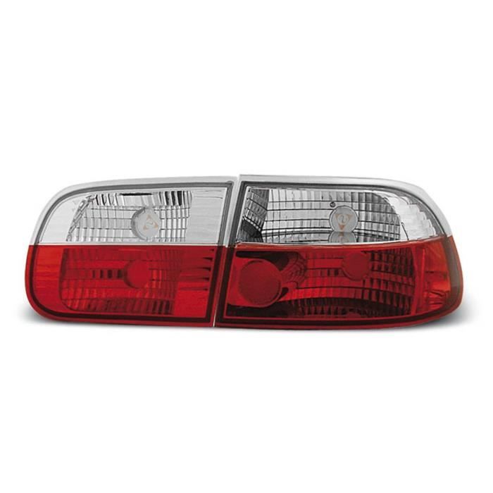 Paire de feux arriere Honda Civic 91-95 rouge blanc