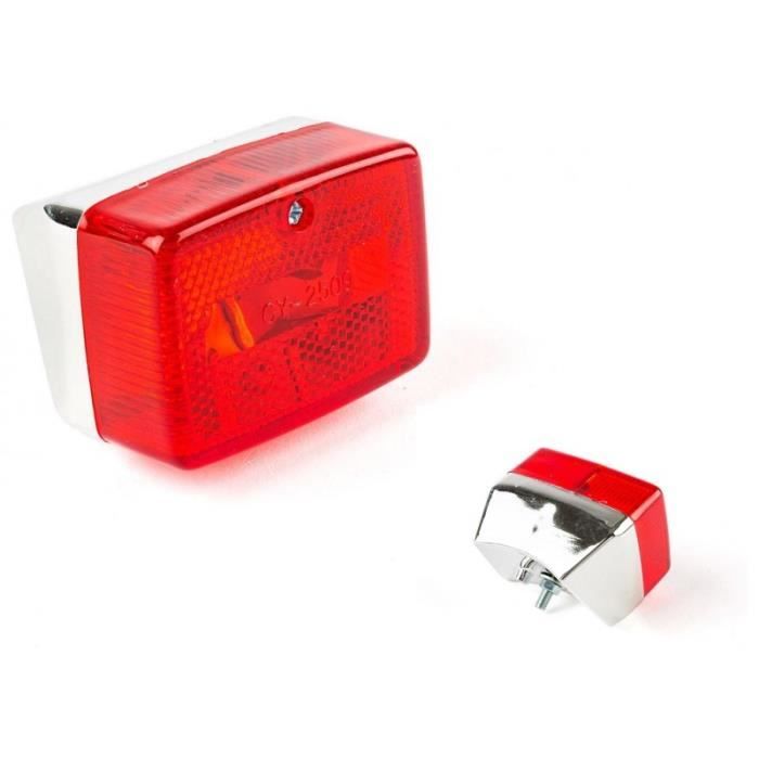 FEU ARRIERE CHROME MOBYLETTE PEUGEOT 102 103 MBK 41 51 CYCLOMOTEUR ROUGE SP MV VOGUE SPX RCX MOTOBECANE MOTO SCOOTER PHARE LAMPE ECL