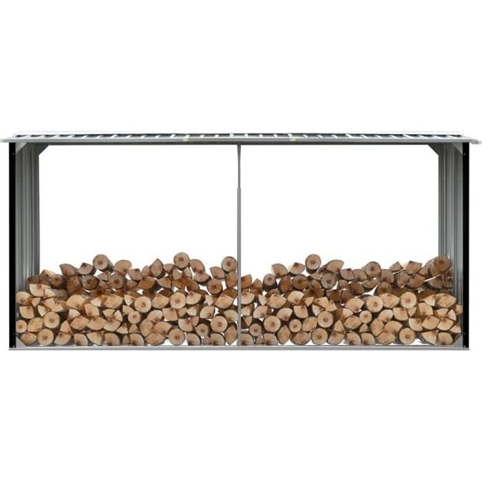 Abri de stockage Abri de Jardin pour range-bûches porte-bûches à bois Acier galvanisé 330x92x153cm Anthracite