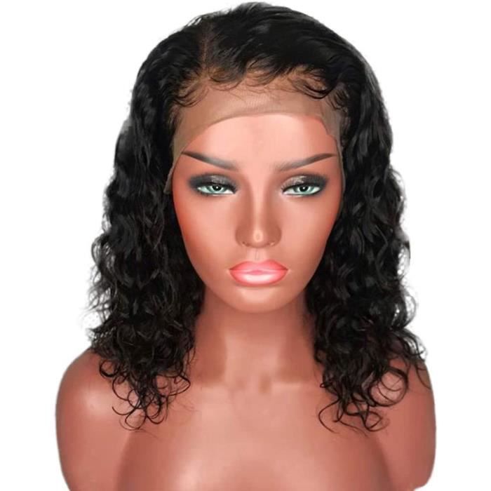 PULABO Perruques avant de lacet naturel, Cheveux humains brésiliens Courts Curly Wave Lace Perruques Cheveux humains Cour353