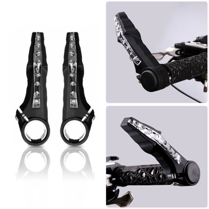 Pièce Détachée,Nouveau guidon de corne de vélo vtt avec LED lumières de virage pour la sécurité de nuit - Type Black