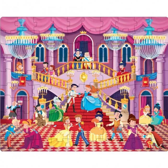 Coffret livre et puzzle géant 30 pièces : Le bal des princesses Coloris Unique