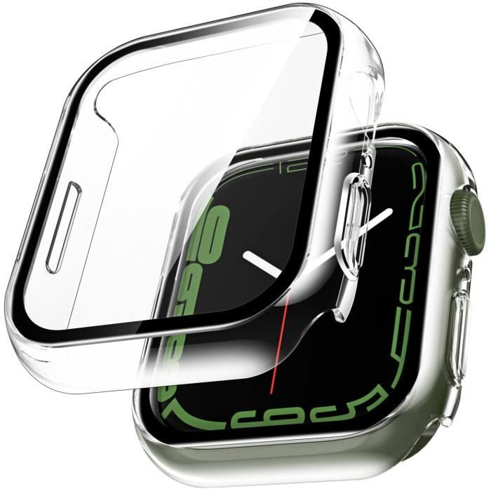 Blackview Coque Protection Compatible avec Apple Watch S8 S7 45mm HD Clear Case de Protection en Verre Trempé Intégré Transparent