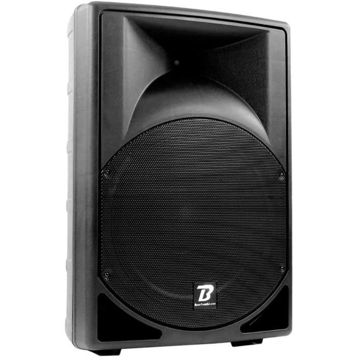 BOOMTONEDJ MS15A MP3 Enceinte professionnelle amplifiée ABS 2 voies 15- 300W - Entrée micro, Lecteur USB/SDHC et récepteur Bluetooth