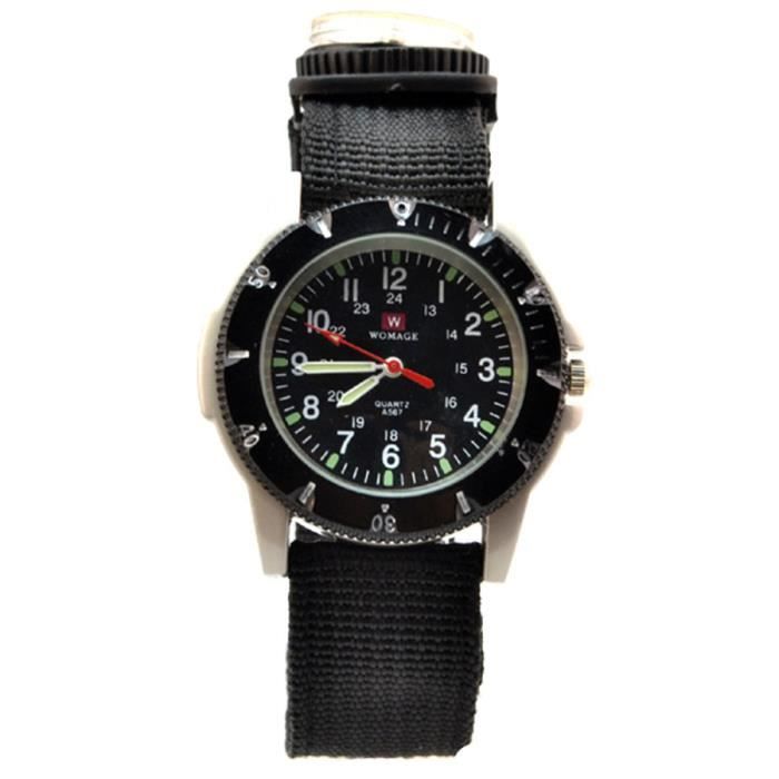 Montre Mixte sangle extérieure de tissu poignet boussole décorative sport quartz Mensao