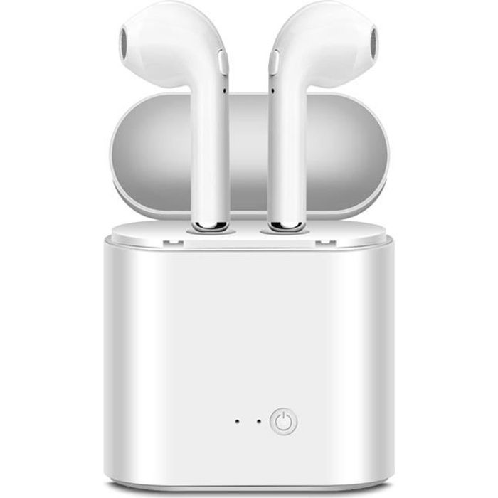 Écouteurs Sans fil Blanc connexion Bluetooth 5.0, Oreillette Son Stéréo Micro Intégré, avec Boiter de Charge pour Apple iPhone XR