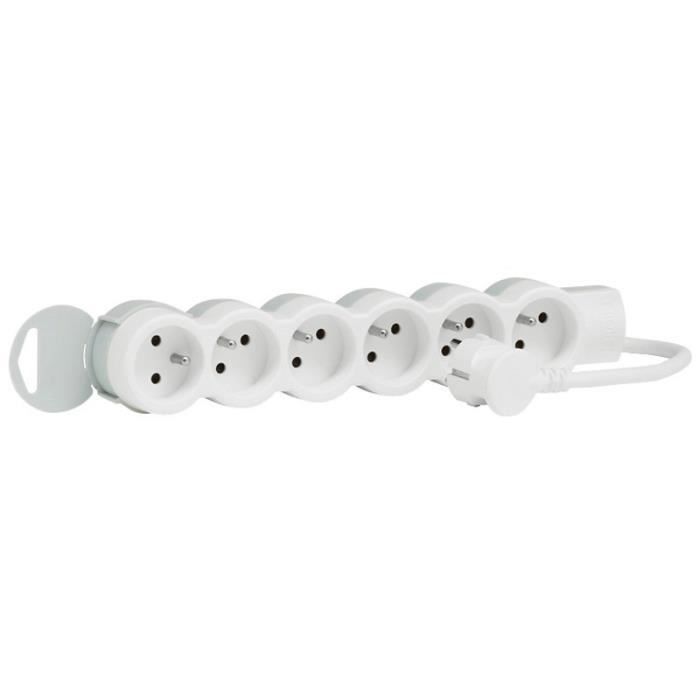 LEGRAND Rallonge multiprise standard 6x2 P+T cordon 3 m blanc et gris