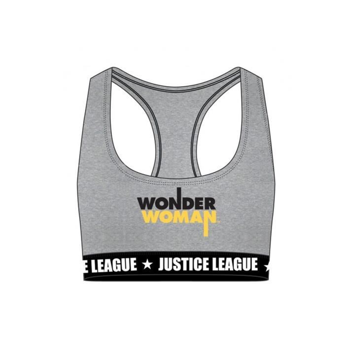 FREEGUN brassière de sport Wonderwoman en gris avec son bouclier pour femme