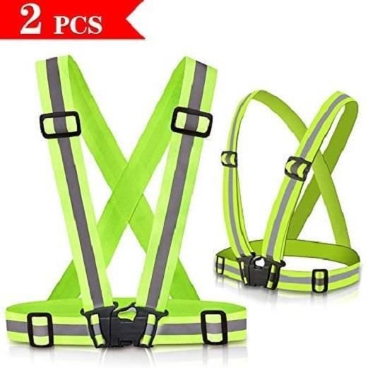 2 Pièces Gilet Réfléchissant Vélo, Gilet de Sécurité Moto Élastique Haute Visibilité Gilet Réfléchissant Course Gilets Réfléchissant