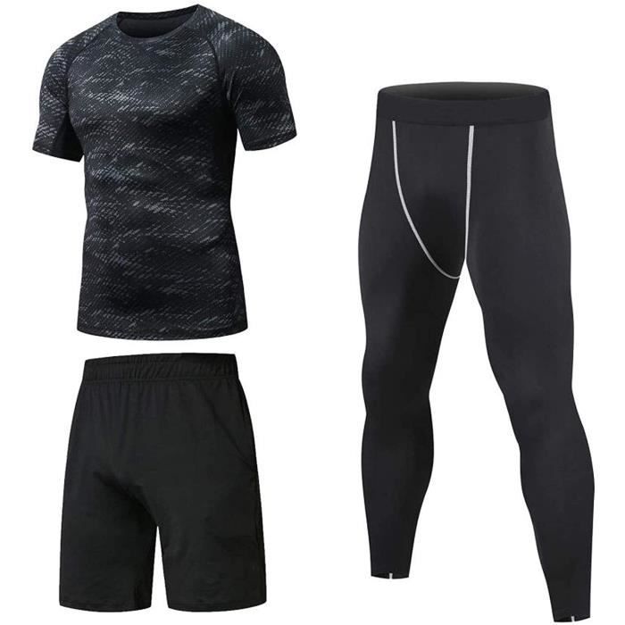 Niksa Ensemble Compression Homme Tenue Sport Fitness Vêtement Running Tee Shirt Compression Legging Sport Short Running-cadeau homme