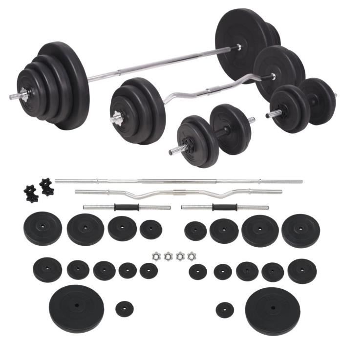 Ensemble d'haltères Kit haltères musculation Poids ajustable et barres d'haltères 120 kg