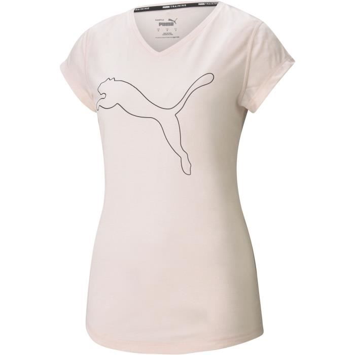 PUMA - T-shirt sport Favorite Heather - technologie DRYCELL - polyester recyclé - beige - femme