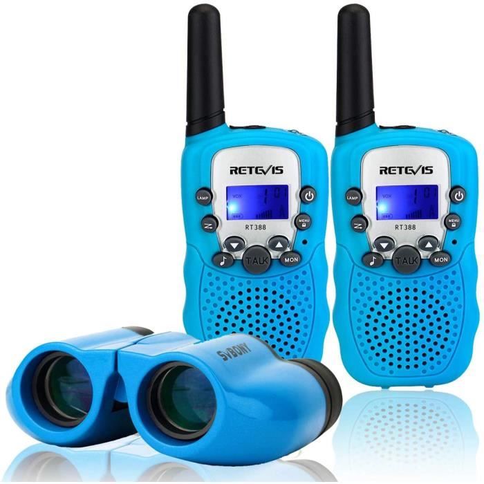 Retevis RT388 Talkie Walkie Enfants avec Jumelles Enfants PMR446 VOX Lampe Talkie Walkie Jouet 8x21 Jumelles Enfants Éducatifs