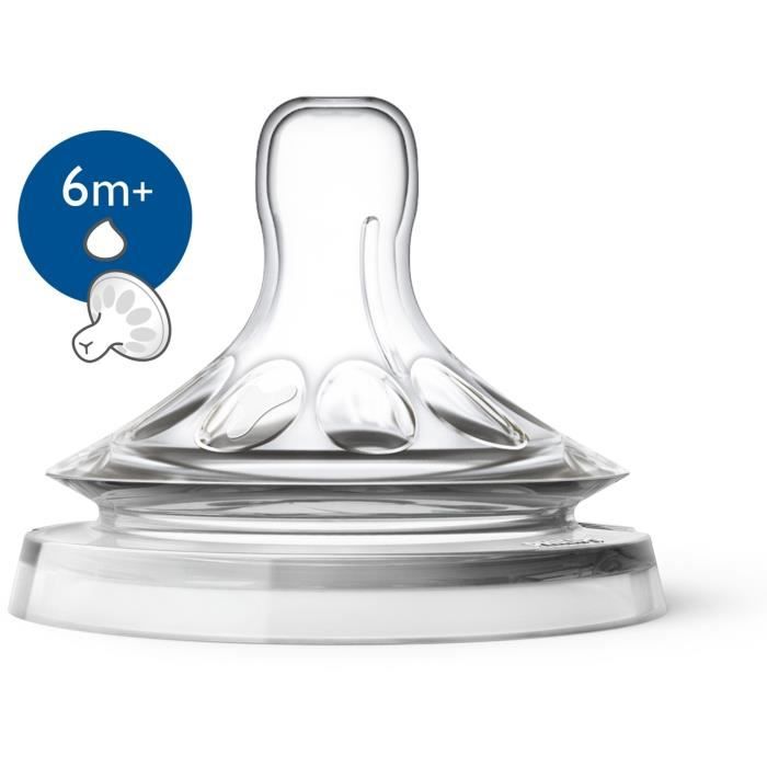 PHILIPS AVENT SCF046/27 Lot de 2 tétines Natural - 6 Mois et - Débit liquide épais