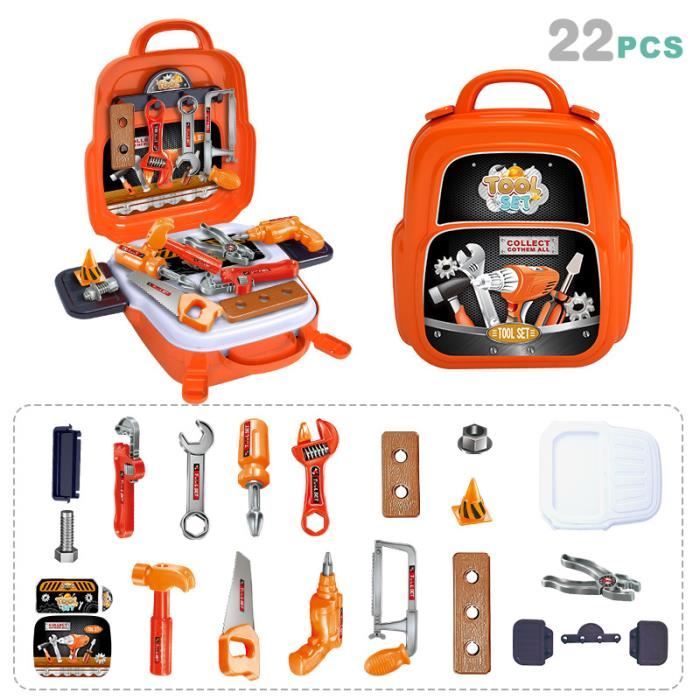 Boîte à outils pour enfants - Boîte de rangement pour sac à dos -Jouet Cadeau pour Garçon 3 et 6 Ans