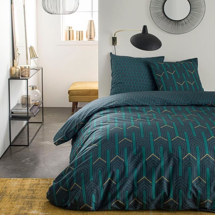 Housse de couette 240x260 Sunshine Spitak + 2 taies 100% coton 57 fils Lagon