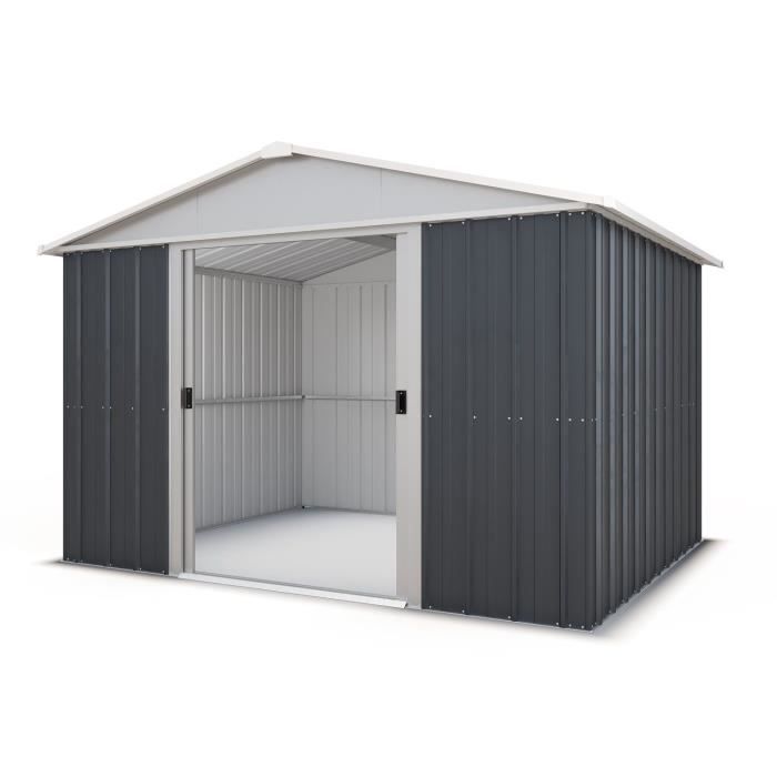 Abri de jardin métal anthracite Yardmaster 5,3 m2 + kit d'ancrage