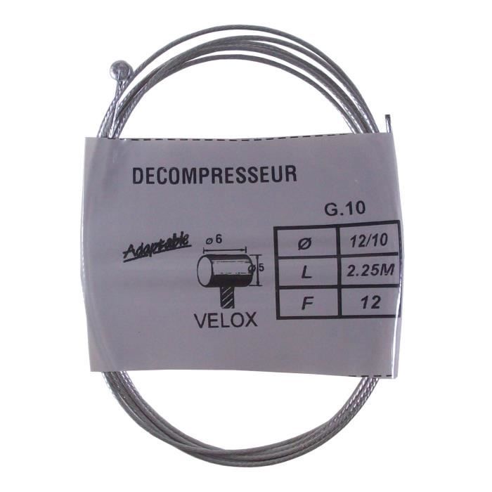 Câble de gaz VELOX mobylette PEUGEOT cyclomoteur CIAO vintage ADAPTABLE acier 1.2 m 2.25 mm embout