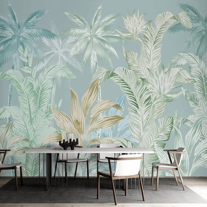 Papier Peint 3D Feuilles Vertes – Mural Autocollant Amovible, Déco Nature Pour Toutes Les Pièces