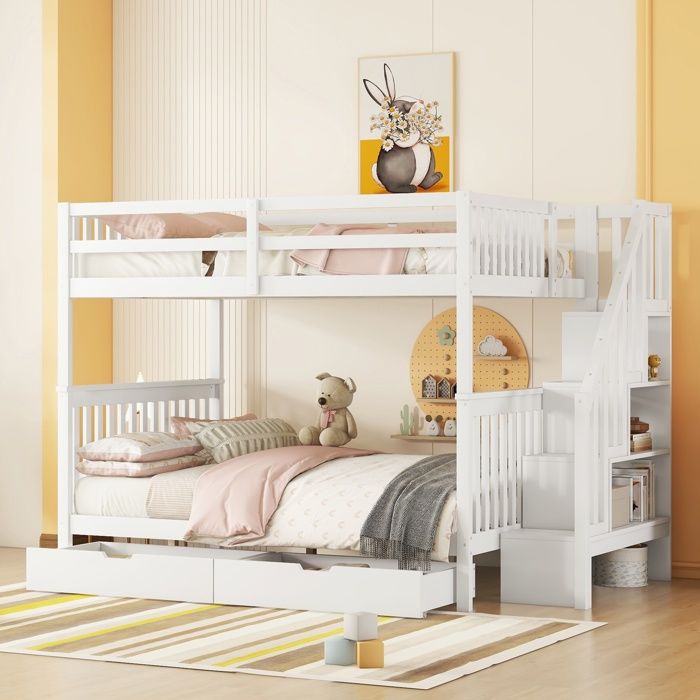 Lit Mezzanine Enfant/adolescent En Métal - 140x200 Cm - Avec Bureau, échelle Rangement Et Penderie - Blanc, Charge 150 Kg - Pour Chambre Optimisée - 5